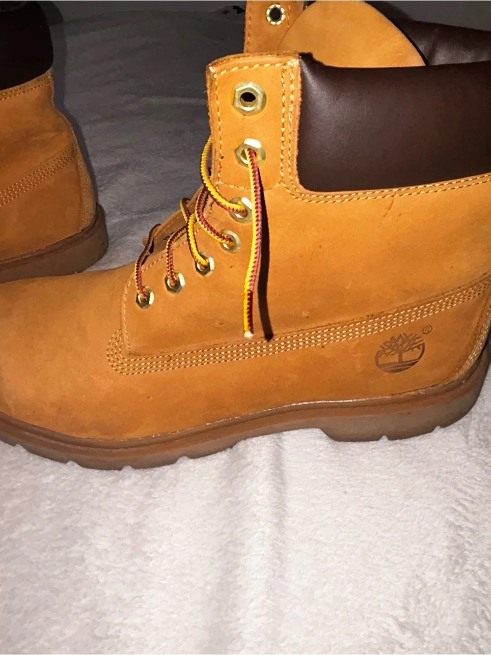 Timberland Wheat Nubuck Work Boots with Brown Collar